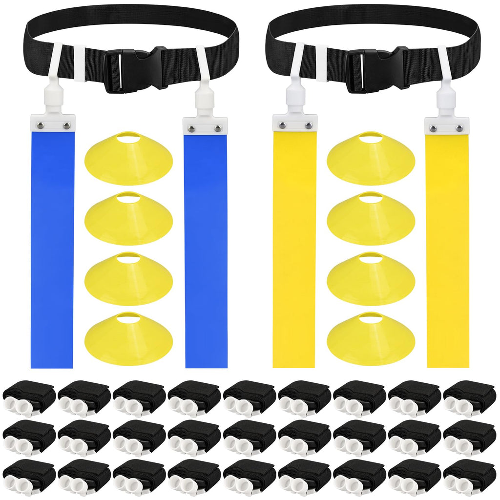 Dkovn Flag Football Belt, 1/2/4/10/14/28Pcs Adjustable Flag Football Belt With Belt And Flags, For Youths, Adults(14Pcs Yellow+1
