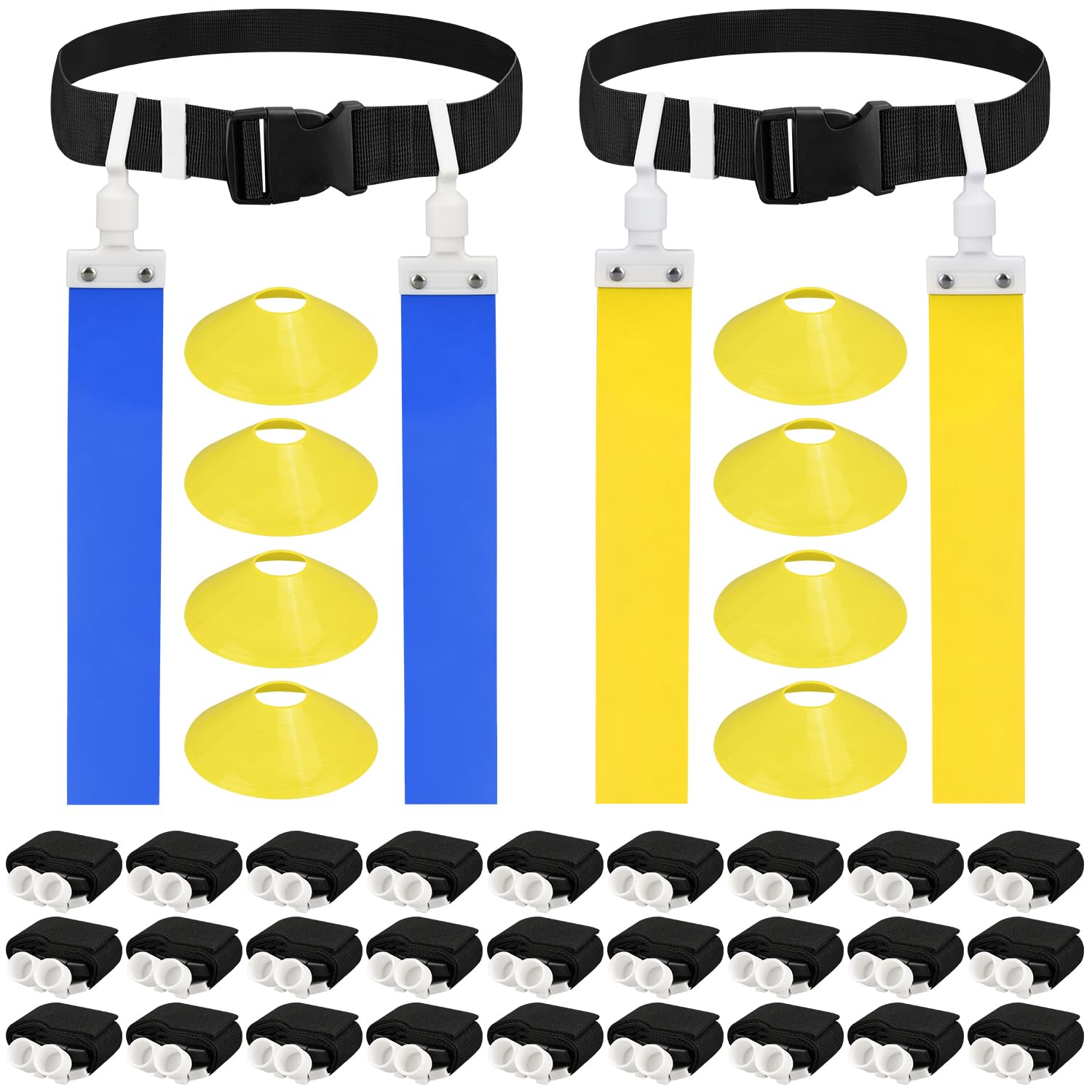 Dkovn Flag Football Belt, 1/2/4/10/14/28Pcs Adjustable Flag Football Belt With Belt And Flags, For Youths, Adults(14Pcs Yellow+1