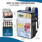 Coolrex Large Backpack Cooler 36 Can Cooler Backpack With 2 Insulated Compartments Leak Proof Waterproof Travel Backpack, Campin