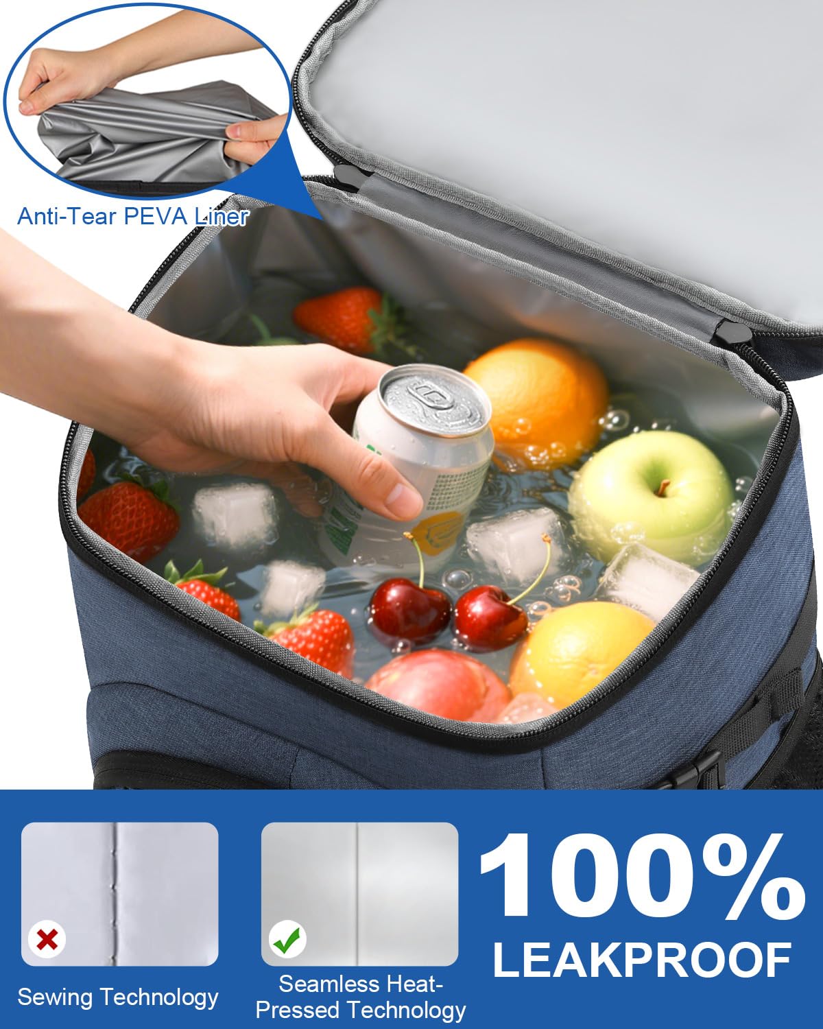 Pritent Cooler Backpack For Men Women Insulated Waterproof Backpack Cooler Leak Proof Cooler Bag Lightweight Lunch Backpack For