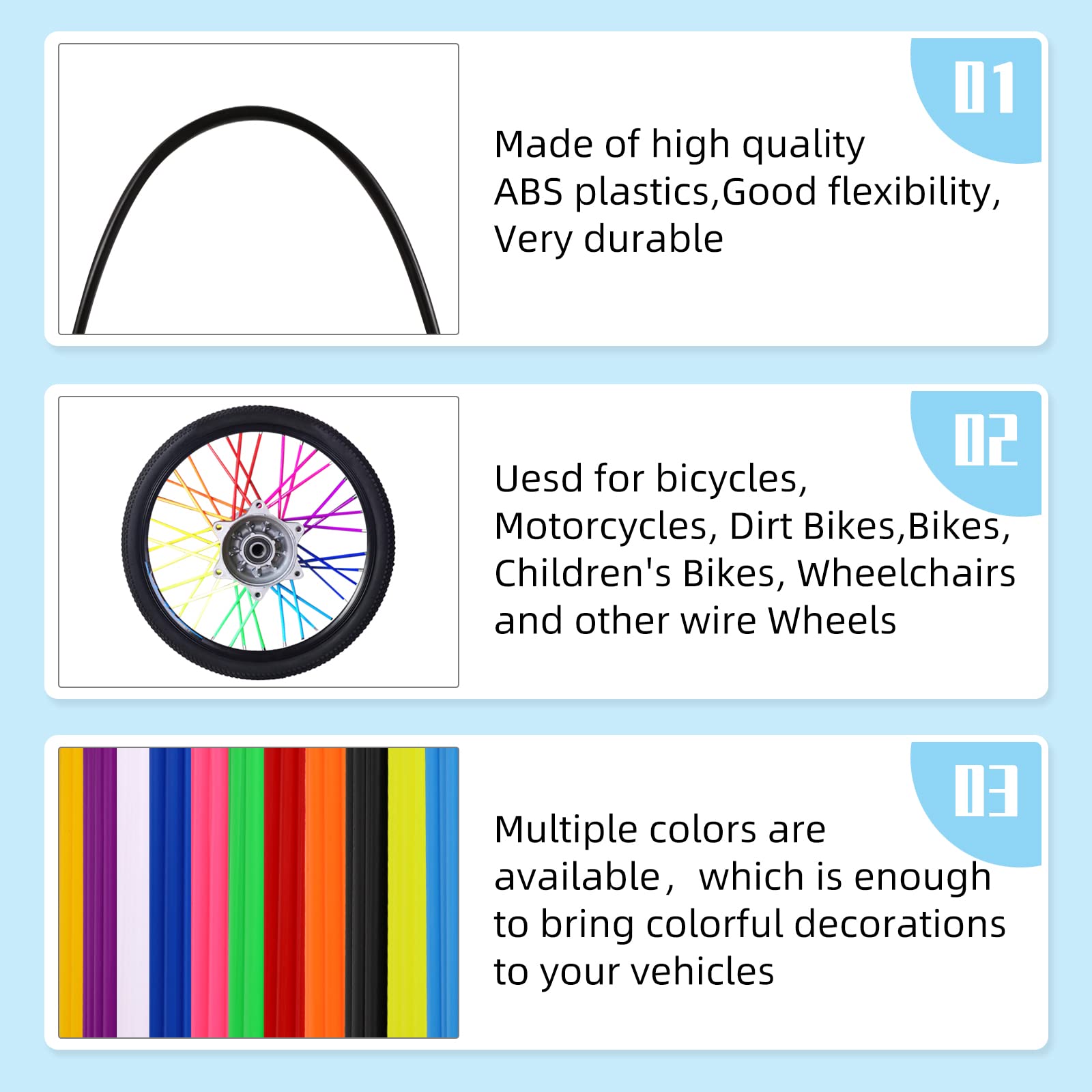 Ppxiong Orange Spoke Skins Covers: 8-21 Inch Rims Protector & Decoration For Dirt Bike  Mountain Bike  Bicycle  Wheelchair  Moto