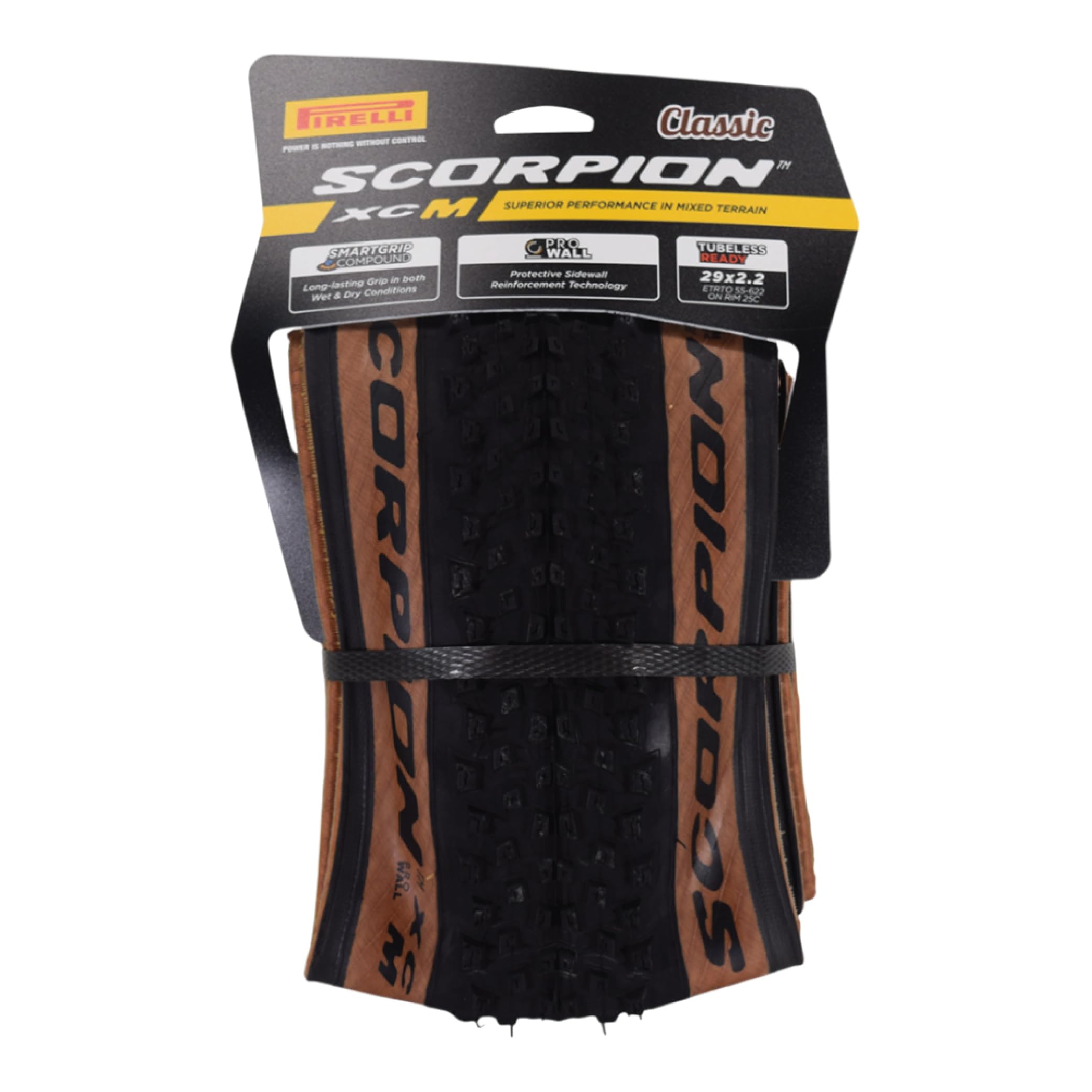 Pirelli Scorpion Trail M Mountain Bike Tire - 29 X 2.4, Tubeless Ready Clincher, Folding, Yellow, Prowall Mtb Casing