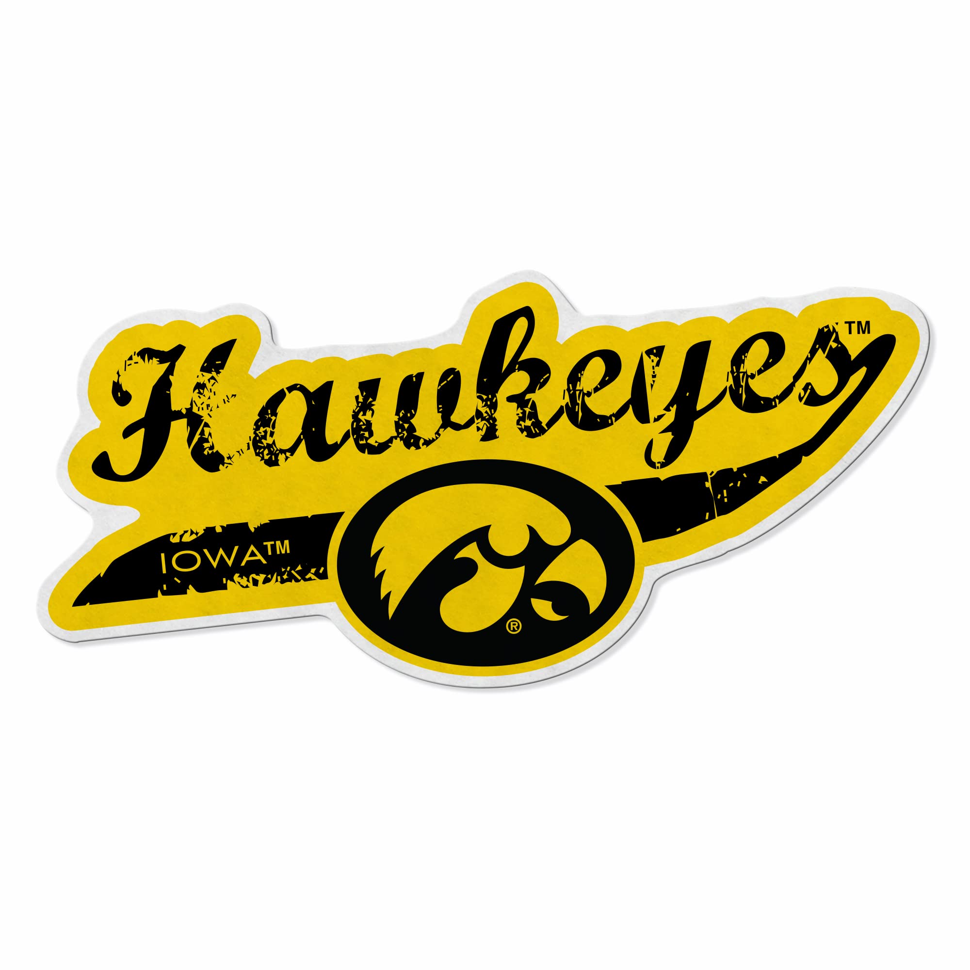 Rico Industries Ncaa Iowa Hawkeyes Distressed Shape Cut Pennant - Home And Living Room D  Cor - Soft Felt Ez To Hang