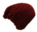 Missby Unisex Wool Knitted Slouchy Skull Winter Beanie Solid Color Cap (Maroon)