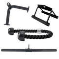 Fitvids Cable Machine Attachment - Tricep LAT Pull Down Cable Attachment for Gym - 4-Piece Set-Black - Black