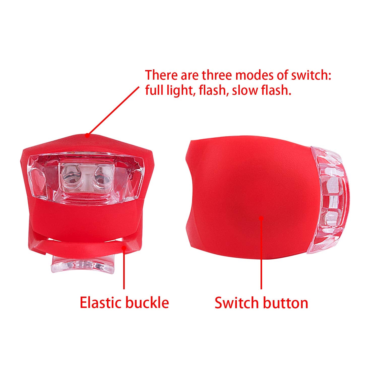 8 Pack Bicycle Light, Silicone Led Bike Light Set, 4 Pcs Bike Headlight And 4 Pcs Taillight (Red & White)-Multi-Purpose Waterpro