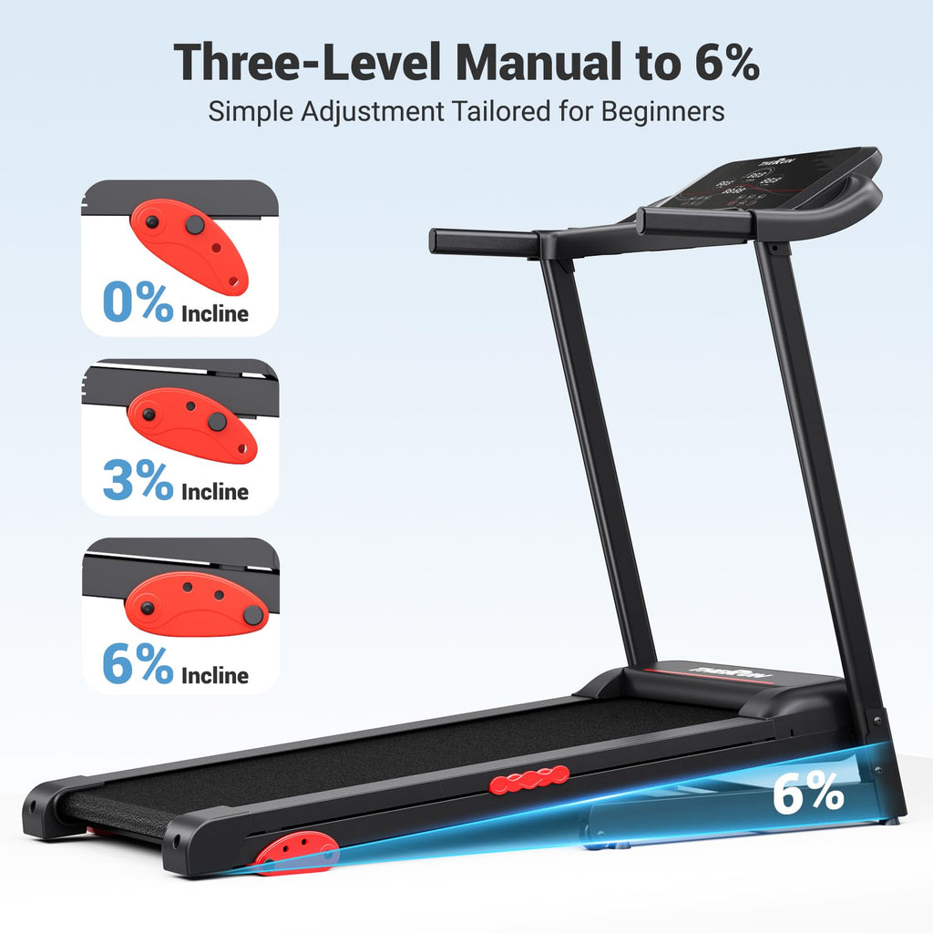 THERUN Running Treadmill with Incline, Foldable Treadmills, Manual Incline Adjustment, 3.0HP Treadmill for Indoor Fitness Workou