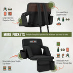 Overmont Stadium Seat With Back Support - 6-Position Recliner, Extra Wide Cushion, Dual Hooks, Backpack Straps, And Multiple Poc