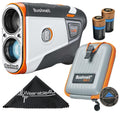 Bushnell Tour V6 Shift Patriot Pack Laser Golf Rangefinder With Carrying Case And Wearable4U Lens Cloth, And 2X Batteries Bundle