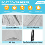 Boatpro Waterproof Center Console Boat Cover 16-18Ft, Heavy Duty 1300D Marine Grade Polyester Canvas 16' 17 Ft 18 Foot Boat Cent