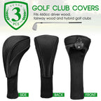 Golf Club Head Covers For Fairway Woods Driver Hybrids 3 Pieces Long Neck Mesh Sports Fan Golf Club Headcovers Set With Intercha
