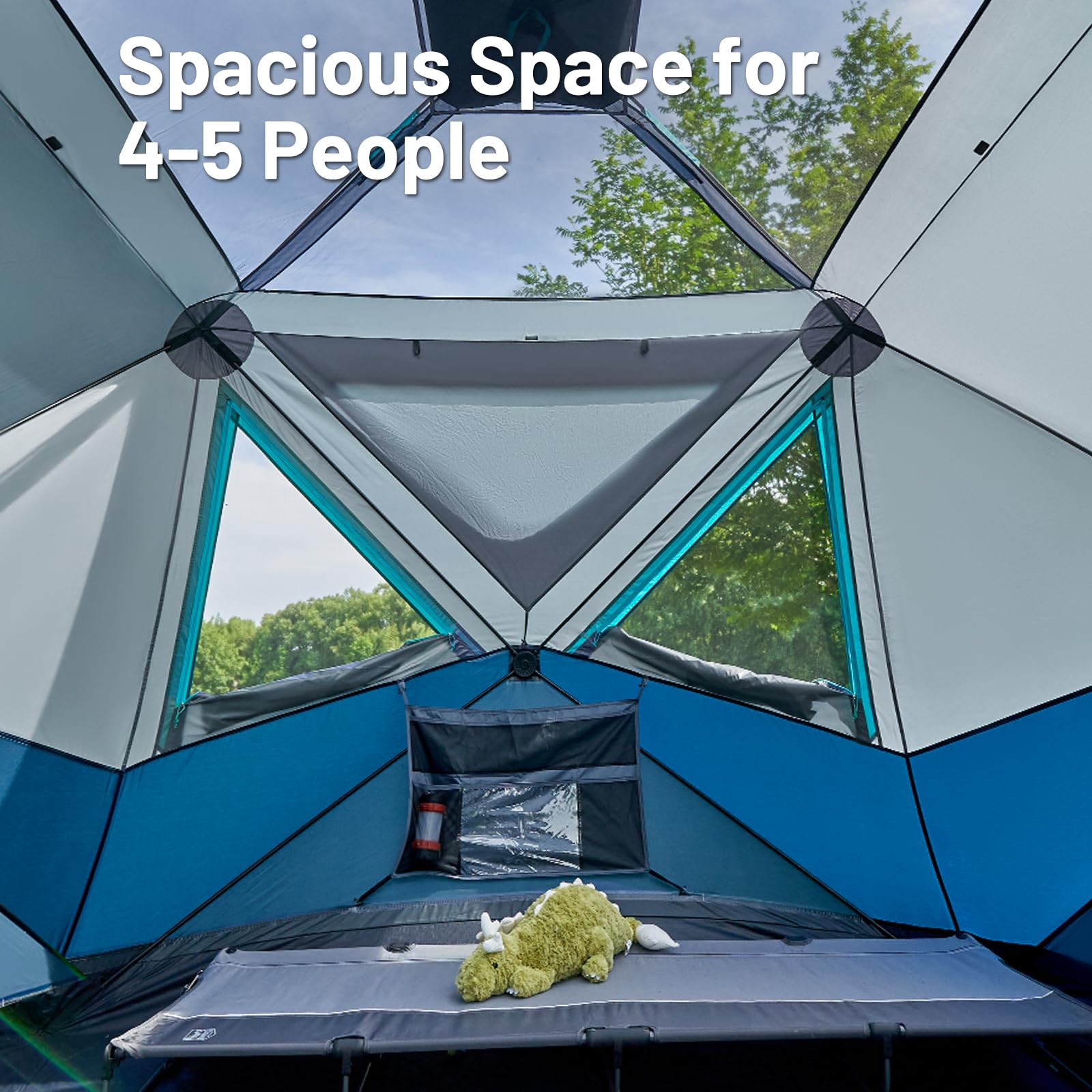 Timber Ridge 4-5 Person Instant Pop Up Cabin Hub Tent, 60S Easy Setup, Weather Resistant Family Tent With Rain Fly And Carry Bag