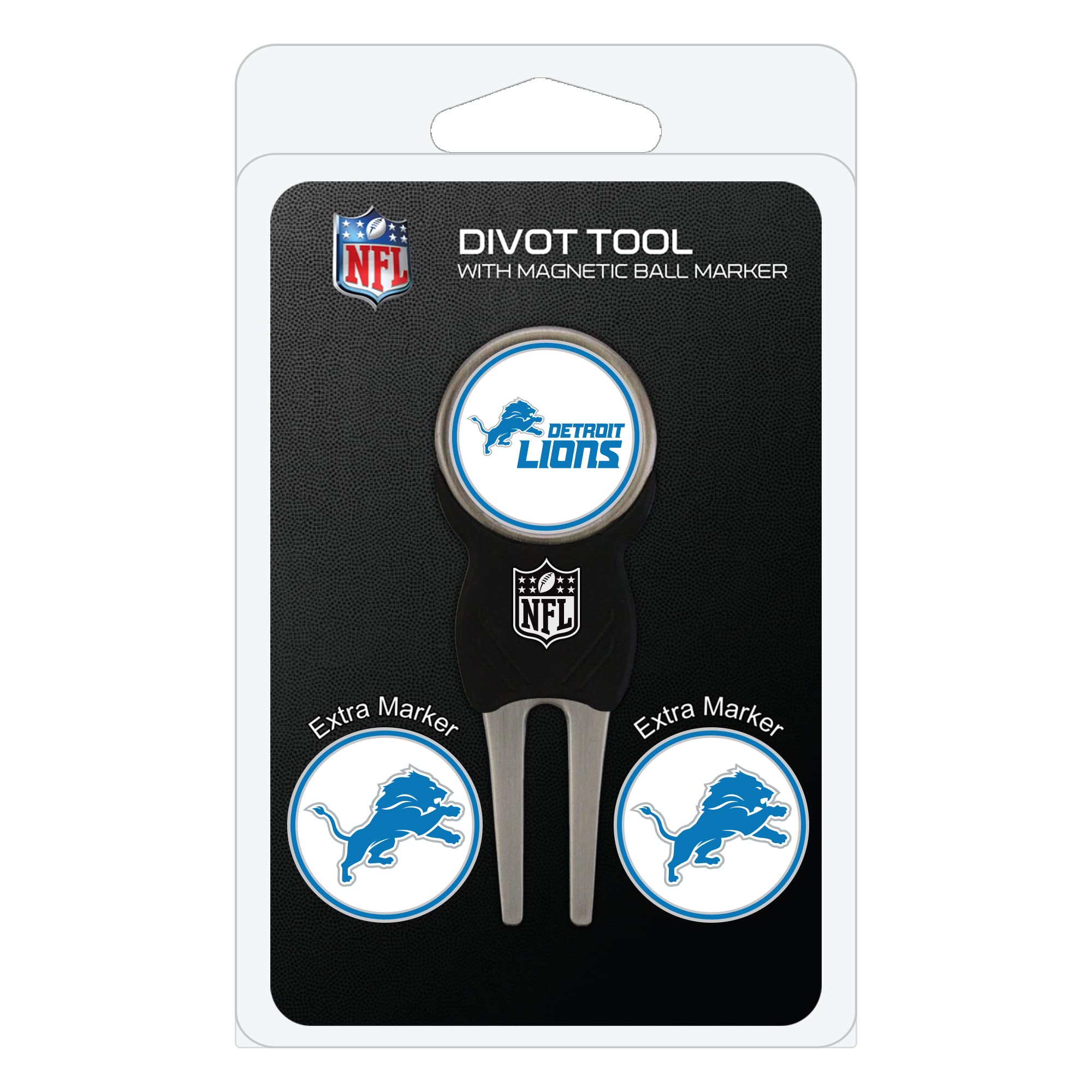 Team Golf NFL Detroit Lions Divot Tool Pack With 3 Golf Ball Markers Divot Tool with 3 Golf Ball Markers Pack, Markers are Remov