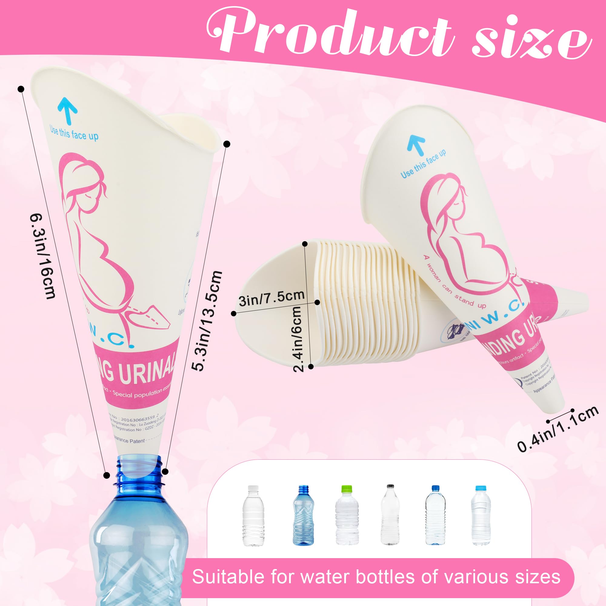 Luxiv Disposable Female Urination Device, 20 Pack Portable Girls Urinal Funnel Women Outside Pee Cup Waterproof Paper Standing P