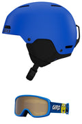 Giro Crue Combo Pack Ski Helmet - Snowboarding Helmet with Matching Goggles Matte Trim Blue/Buster Blue Faces S (52-55.5cm)