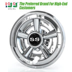 10L0L Golf Cart Ss Wheel Covers Hub Caps For Ezgo, Club Car, Yamaha - 8 Inch Snap-On Installation, Chrome, Set Of 4