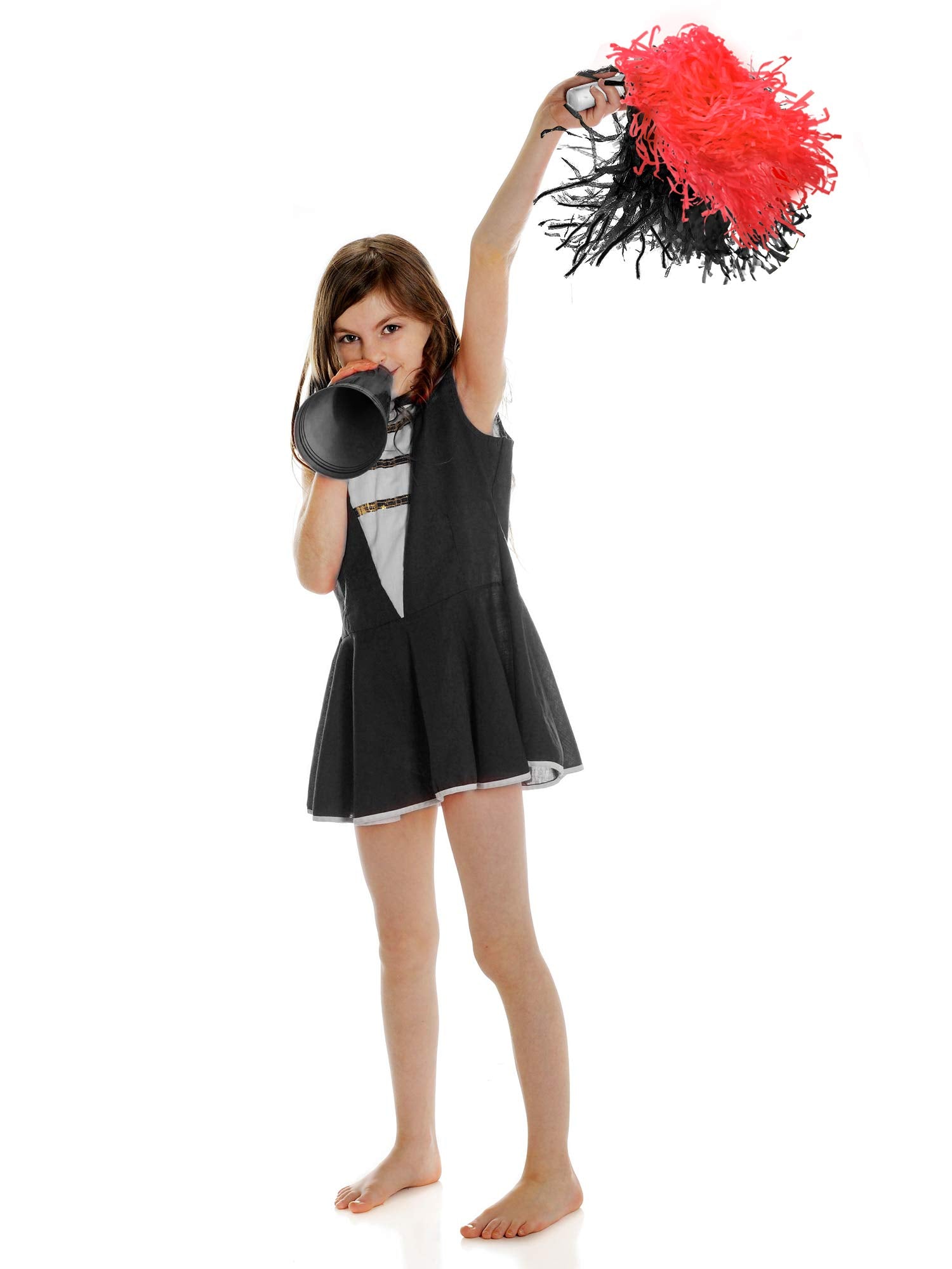 Pangda 12 Pack Cheerleading Pom Poms Sports Dance Cheer Plastic Pom Pom For Sports Team Spirit Cheering (Red And Black)