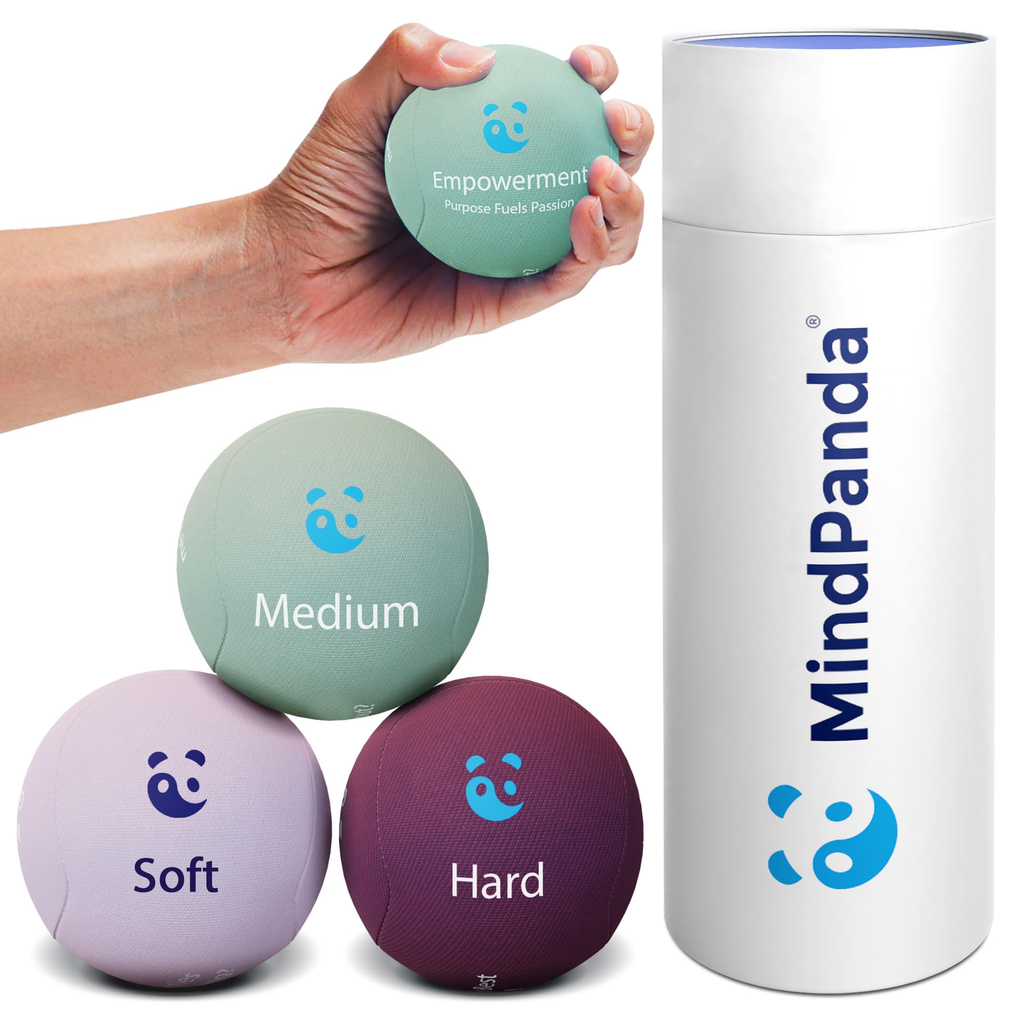 Mindpanda Hand Therapy Exercise Stress Ball Bundle - Tri-Density For Adults And Kids - Grip Strengthening For Hand Therapy - Anx