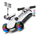 Elecorange 3 Wheel Electric Scooter for Kids, Light Up Deck, Big Flashing Wheels, Thumb Throttle, Adjustable Heights, Foldable, 