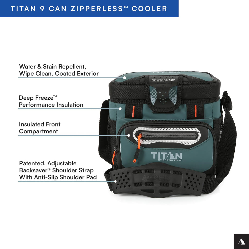 Titan by Arctic Zone 9 Can Zipperless Soft Cooler with HardBody Liner, Jungle Hunt