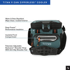 Titan by Arctic Zone 9 Can Zipperless Soft Cooler with HardBody Liner, Jungle Hunt