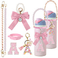 Mengayadi 6Pcs Letter Accessories for Owala Water Bottle 24oz 32oz 40oz, with Cute Initial Charm and Handle Strap, Compatible wi