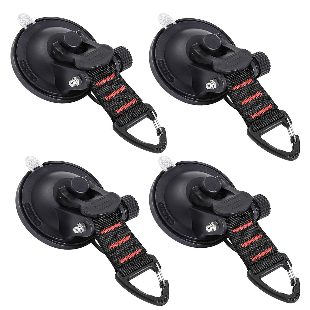 Conbola Heavy Duty Suction Cups With Hooks 4 Pieces Upgraded Car Camping Tie Down Suction Cup Camping Tarp Accessory With Securi