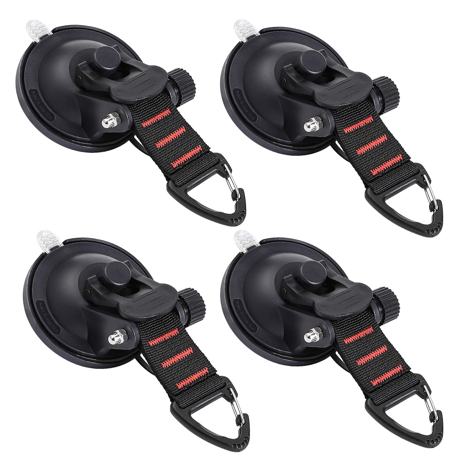 Conbola Heavy Duty Suction Cups With Hooks 4 Pieces Upgraded Car Camping Tie Down Suction Cup Camping Tarp Accessory With Securi