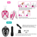 Oumers Newest Version Kids Full Face Snorkel Mask, 180? Panoramic View Snorkeling Mask Set With Safety Free-Breathing System, De