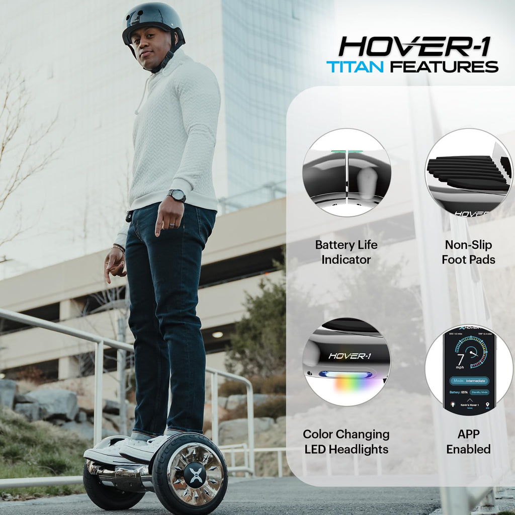 Hover-1 Titan Electric Scooter with 8MPH Top Speed, 8 Mile Range, 5HR Full-Charge, Built-In Bluetooth Speaker, Rider Modes: Begi