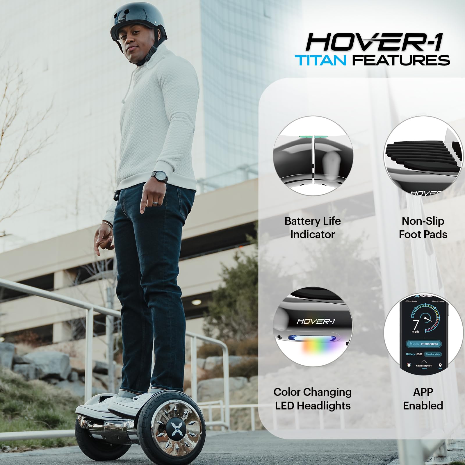 Hover-1 Titan Electric Scooter with 8MPH Top Speed, 8 Mile Range, 5HR Full-Charge, Built-In Bluetooth Speaker, Rider Modes: Begi