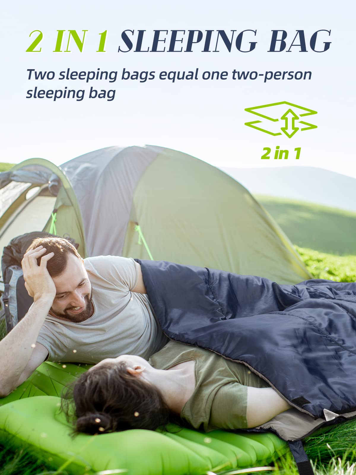 Bessport Lightweight Sleeping Bag, Ultralight Backpacking Sleeping Bag, 3 Season Waterproof For Adults Kids, Outdoor, Hiking, Ca