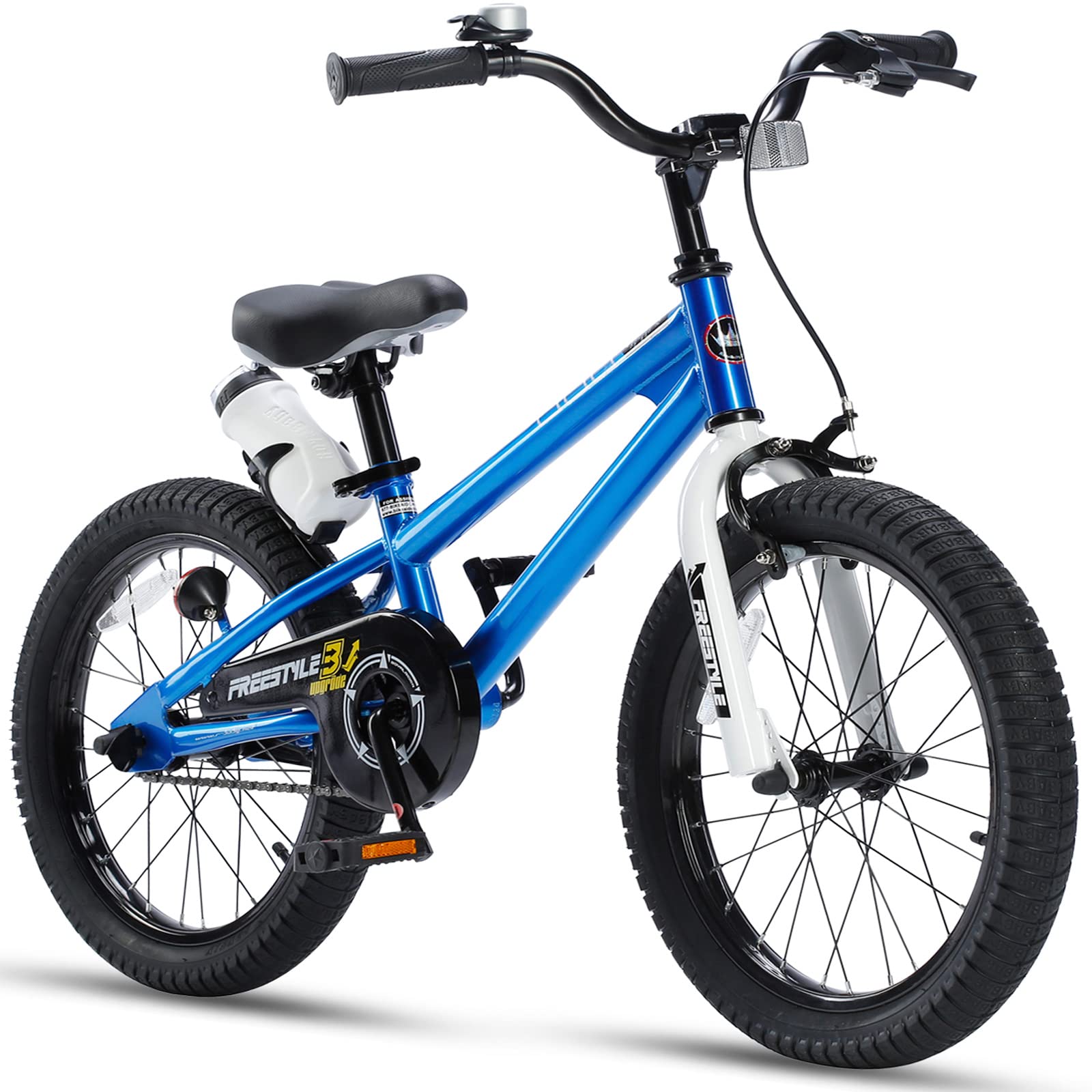 Royalbaby Freestyle Kids Bike Boys Girls 18 Inch Bmx Childrens Bicycle With Kickstand For Ages 5-8 Years, Blue