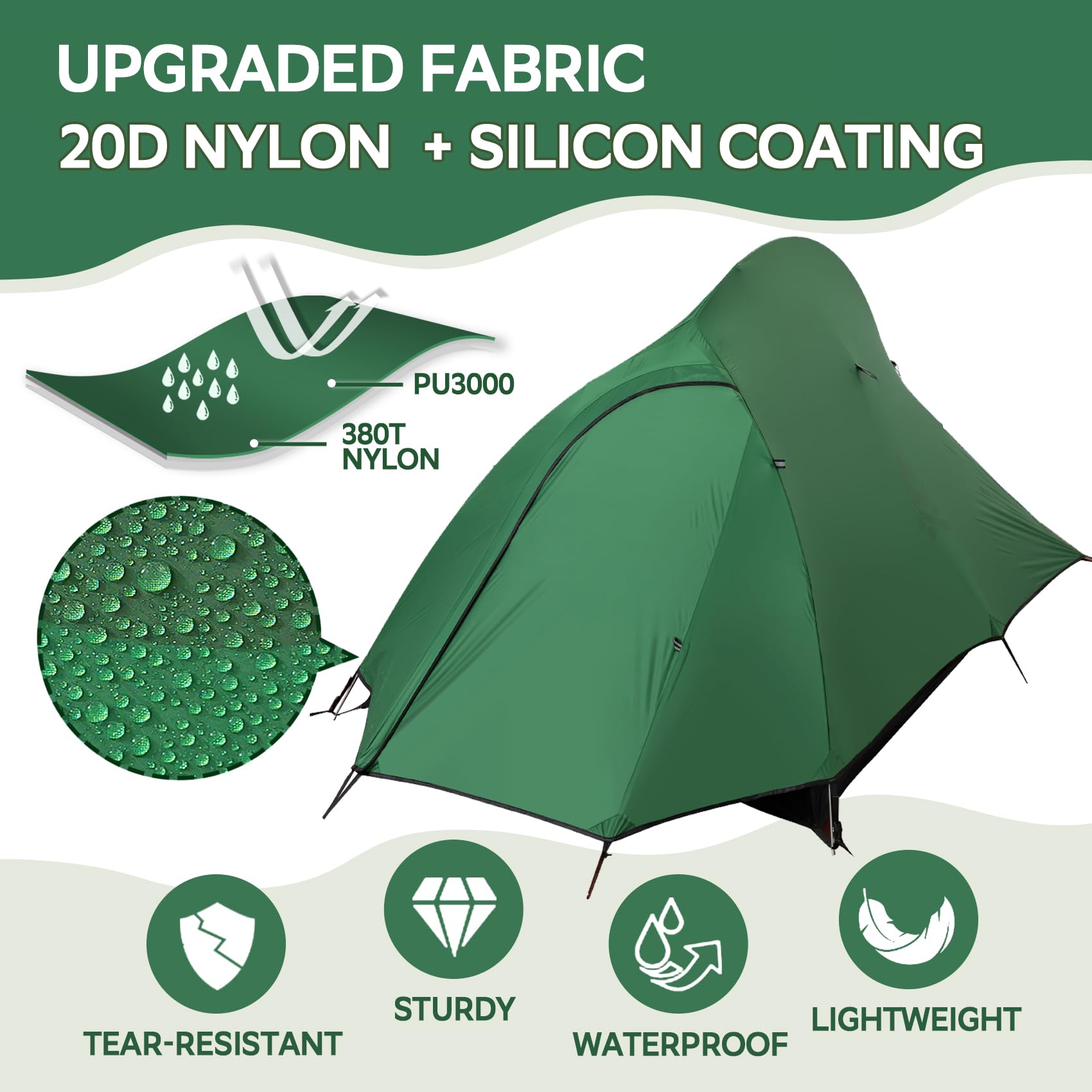 1-Person Lightweight Backpacking Tent - Waterproof Tent For Single Person, Ultralight Camping Tent For Outdoor, Easy Setup For O
