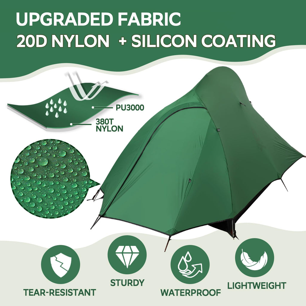 2-Person Lightweight Backpacking Tent - Waterproof Tent For Two Person, Ultralight Camping Tent For Outdoor, Easy Setup For Spor