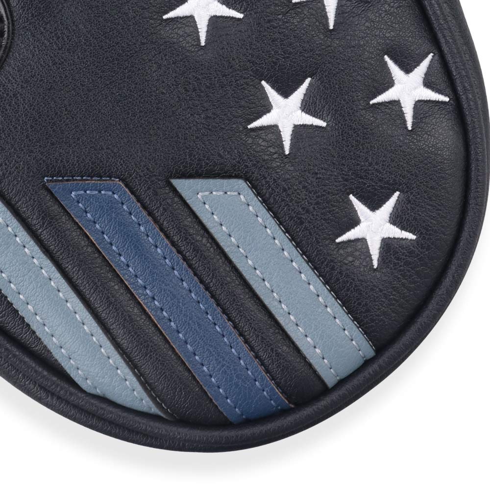 Craftsman Golf Blue Strips Stars Small Mid-Size Half Mallet Putter Head Cover Headcover Magnetic Closure (For Heel Shaft)