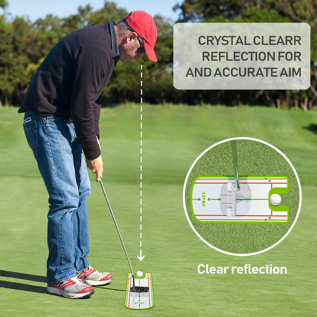 Huaen Golf Putting Alignment Mirror,Portable Golf Putting Training Aid,For Golf Putting Practice For Beginners Effective Putting