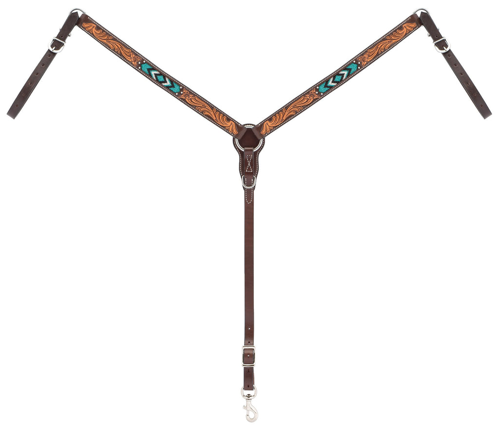 Turquoise Cross Turquoise Beaded Straight Breast Collar Dark Oil, 1.25