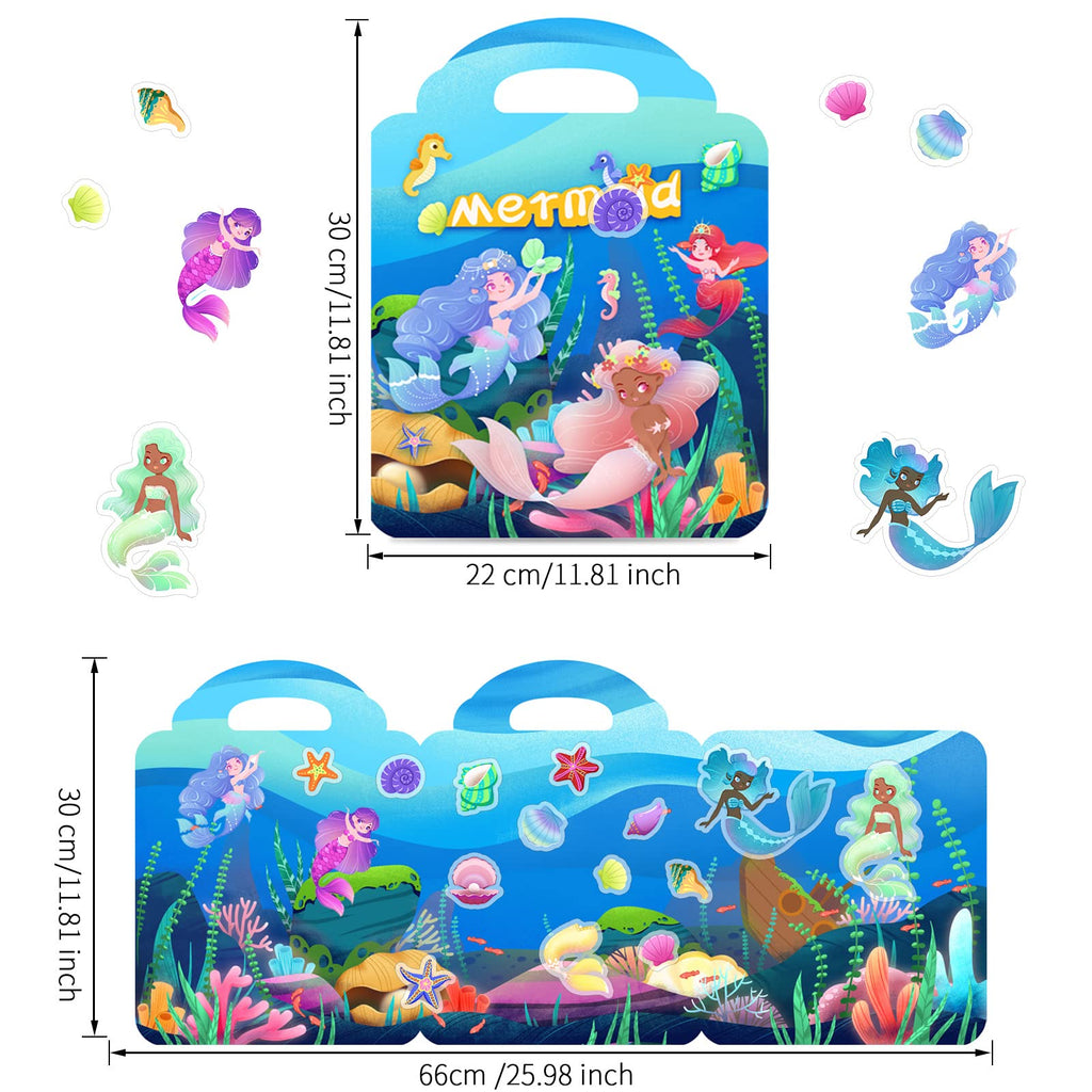 Sticker Books For Kids 2-4, Reusable Sticker Book Mermaid And Princess Theme Dress Up Activity Books Stickers For Girls Preschoo