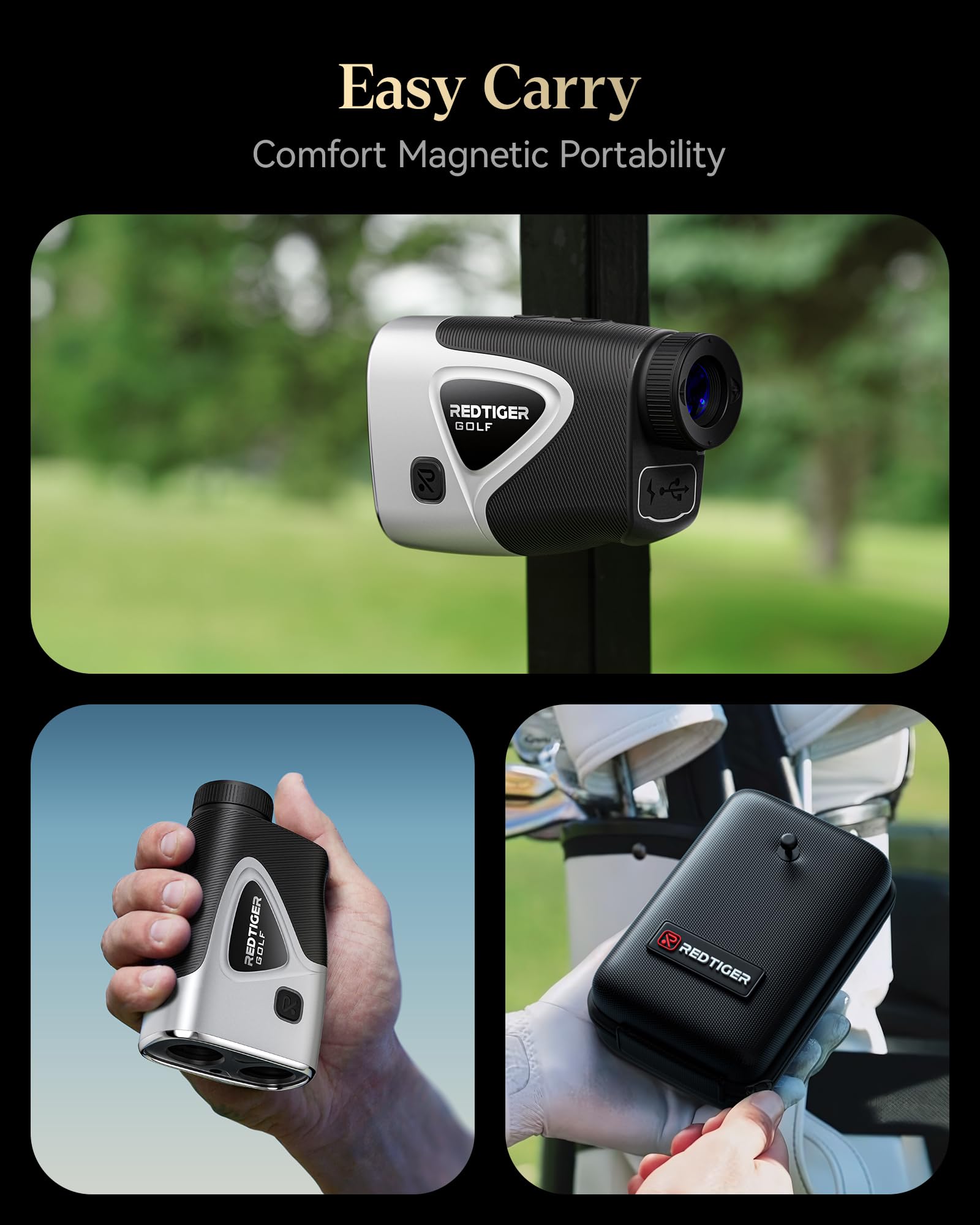 REDTIGER Range Finder Golf, 1200 Yards Golf Rangefinder with Slope, Light-Adaptive Display, 7X Magnification, Flag Lock Vibratio