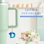 Letter Charm Accessories for Stanley Cup 1 PCS Cute Initial Keychain Handle Charm for Stanley Tumbler for Women Blue Letter D