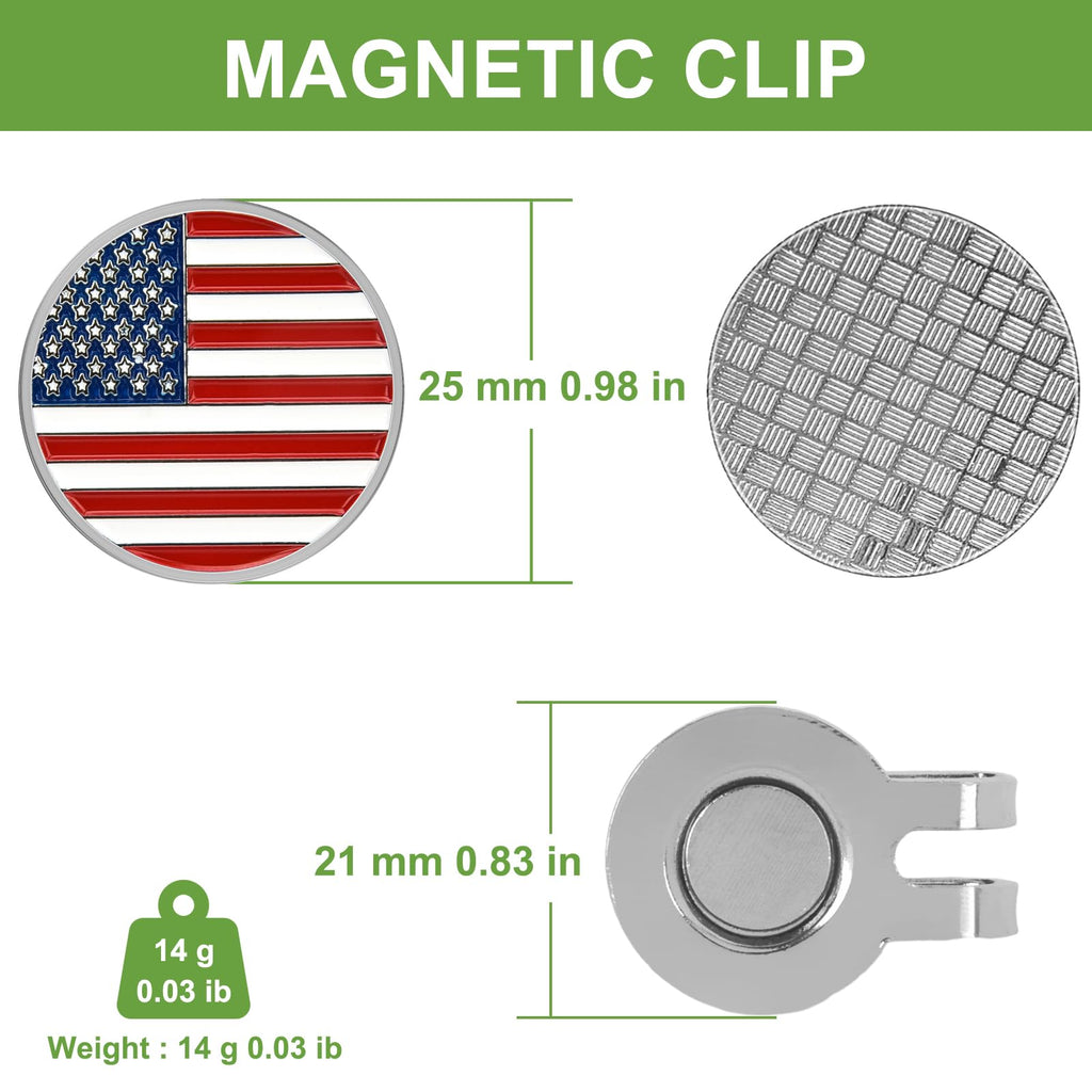 Zzhao Golf Ball Marker With Magnetic Hat Clip, Funny Golf Accessories, Golf Gifts For Men (Usa Flag)
