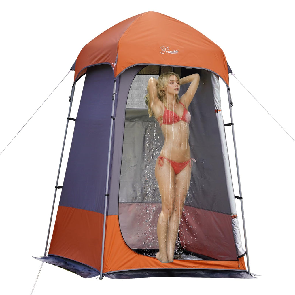 Outdoor Shower Tent Changing Room Privacy Portable Camping Shelters (Gray Orange)