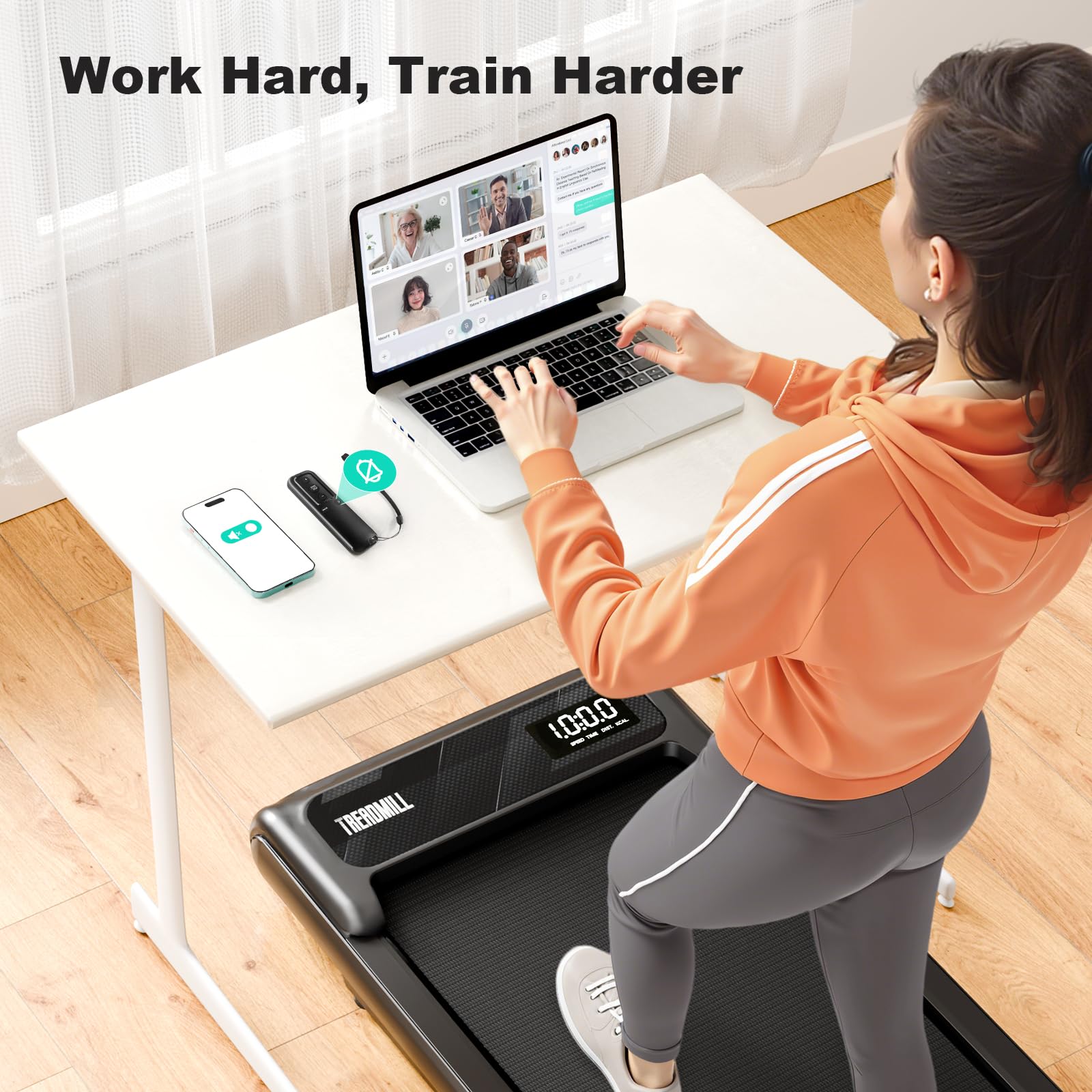 Walking Pad Treadmill, Walking Pad With Handle Bar, 2.5 Hp Under Desk Treadmills For Home Office, 3 In 1 Foldable Treadmills Sup