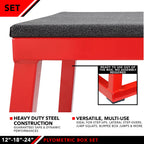 Jfit Plyometric Jump Box Set Of 3 - 12'', 18'', 24'', Red/Black