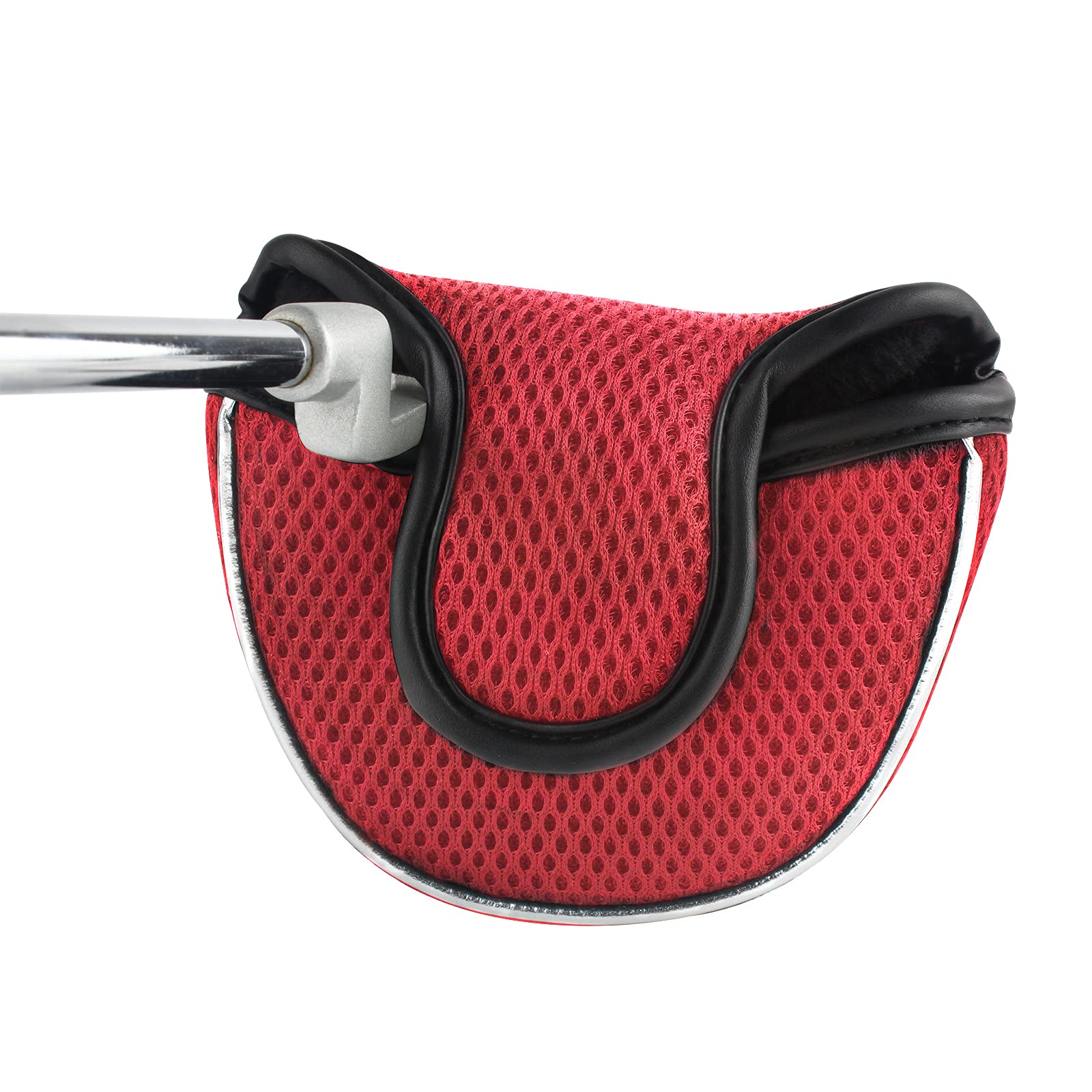 Andux Mesh Mallet Putter Cover Golf Putter Head Covers Red, Semicircle