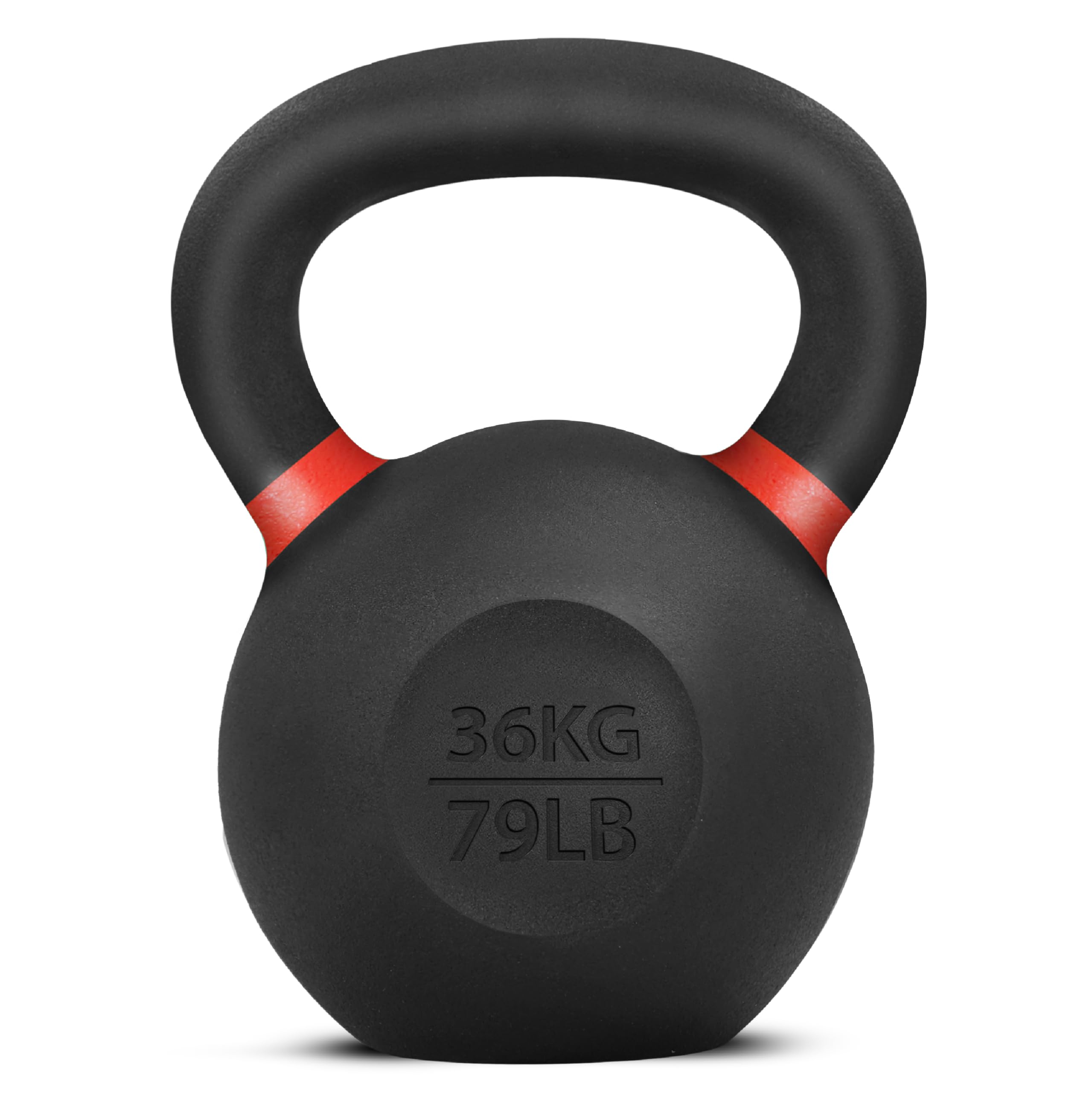 Yes4All Powder Coated Cast Iron Kettlebell Single Dark Red - 36 KG / 79 LB Strength Training Kettlebells Weight Set for Full Bod