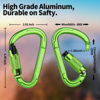 Fvw 5 Pack Heavy Duty Climbing Carabiners,25Kn Auto Locking Rock Climbing Carabiners Clips For Hammocks, Swing, Locking Dog Leas