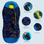 Acecamp Glow In The Dark Mummy Sleeping Bag For Kids And Youth, Temperature Rating 30?F/-1?C, Water-Resistant For Camping, Hikin