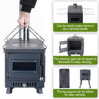 Womeyork Outdoor Camping Stove, Portable Wood Burning Stove With Chimney Pipe For Tent, Shelter, Heating And Cooking (Black-Larg